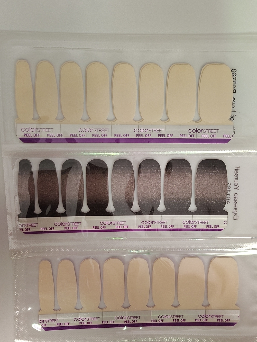 Color Street Neutral Creme & Metallic Brown Press-On Nail Strips, Pack Of 2